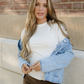 Solana Scallop Trim Collar Mineral Washed Denim Jacket