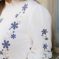 Polly Floral Embroidered Scallop Hem Cropped Sweater