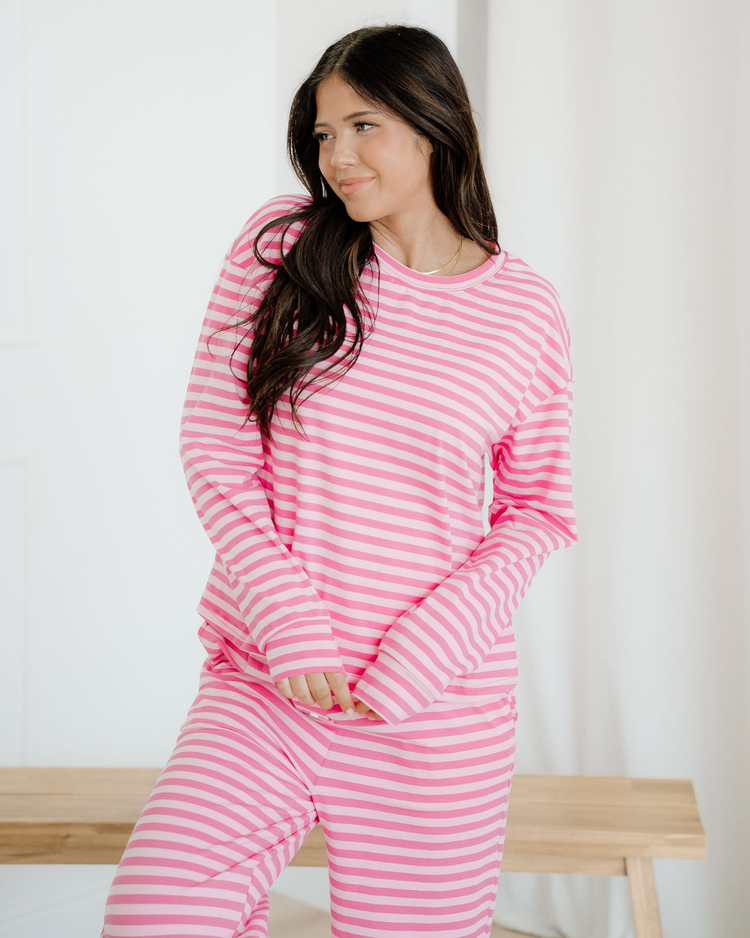Amayah Striped Button-Front Two-Piece Pant Set