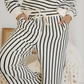 Talia Ruffle Trim Drop Shoulder Top Drawstring Loose Pant Set
