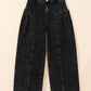 Billie Pleated Wide Leg Mineral Wash Denim Pants