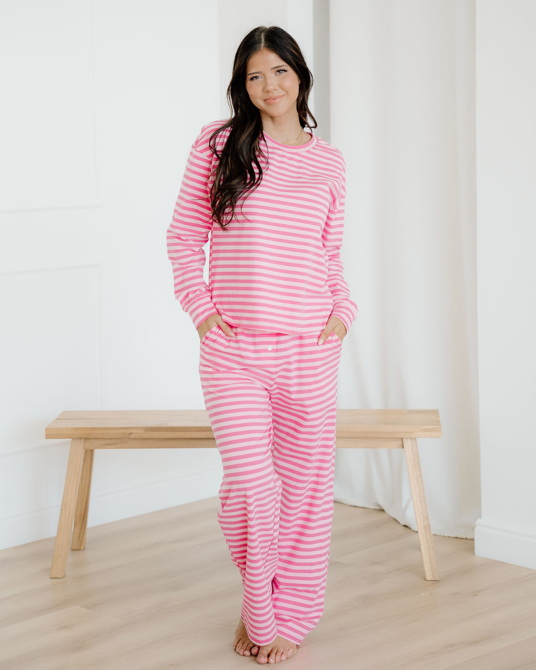 Amayah Striped Button-Front Two-Piece Pant Set