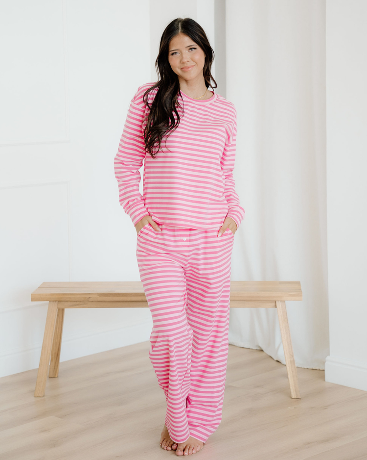 Amayah Striped Button-Front Two-Piece Pant Set