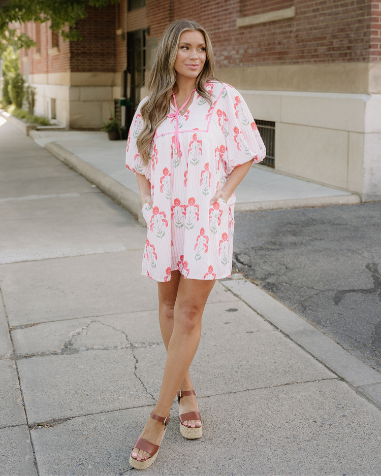 Catherine Puff-Sleeve Floral Mini Dress