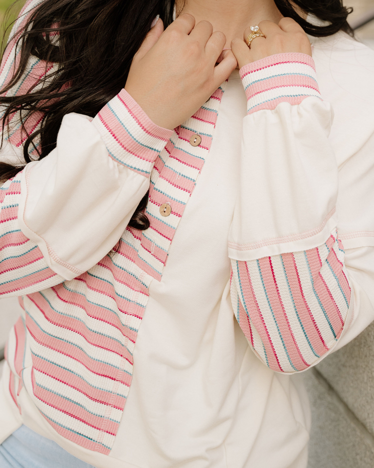 Bennie Colorblock Stripe Henley Pullover