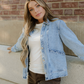 Solana Scallop Trim Collar Mineral Washed Denim Jacket