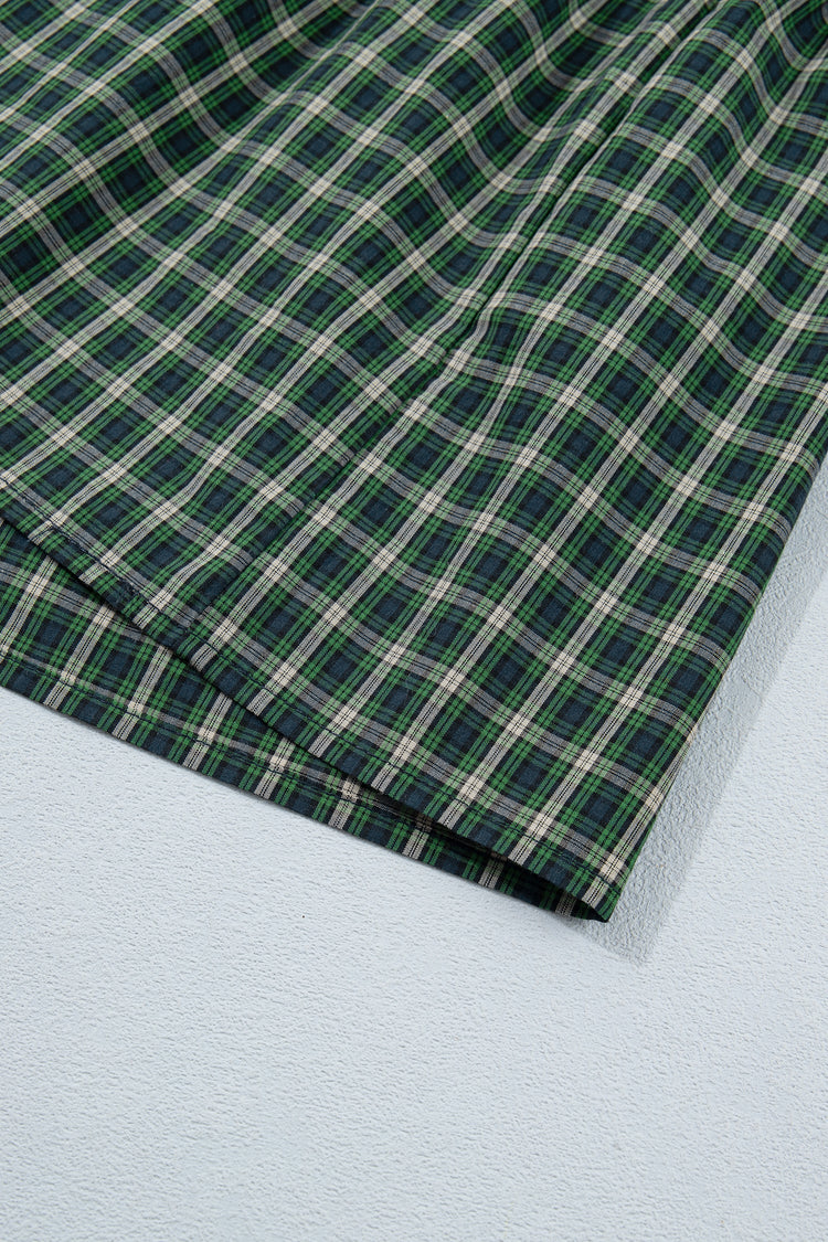 Daisy Plaid Shirred Ruffle-Hem Dress