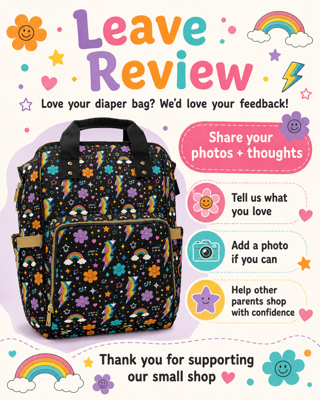 Rainbow Lightning Diaper Backpack | Mayhem Society Baby Bag