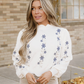 Polly Floral Embroidered Scallop Hem Cropped Sweater