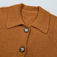 Scottie Ribbed Knit Collar Button Front Long Sleeve Cardigan