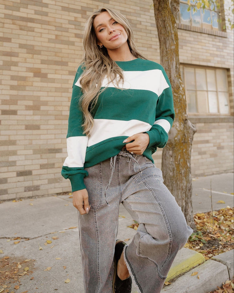Mia Drop-Shoulder Baggy Sweatshirt | Evergreen