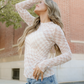 Sheer Checkered Top - Khaki
