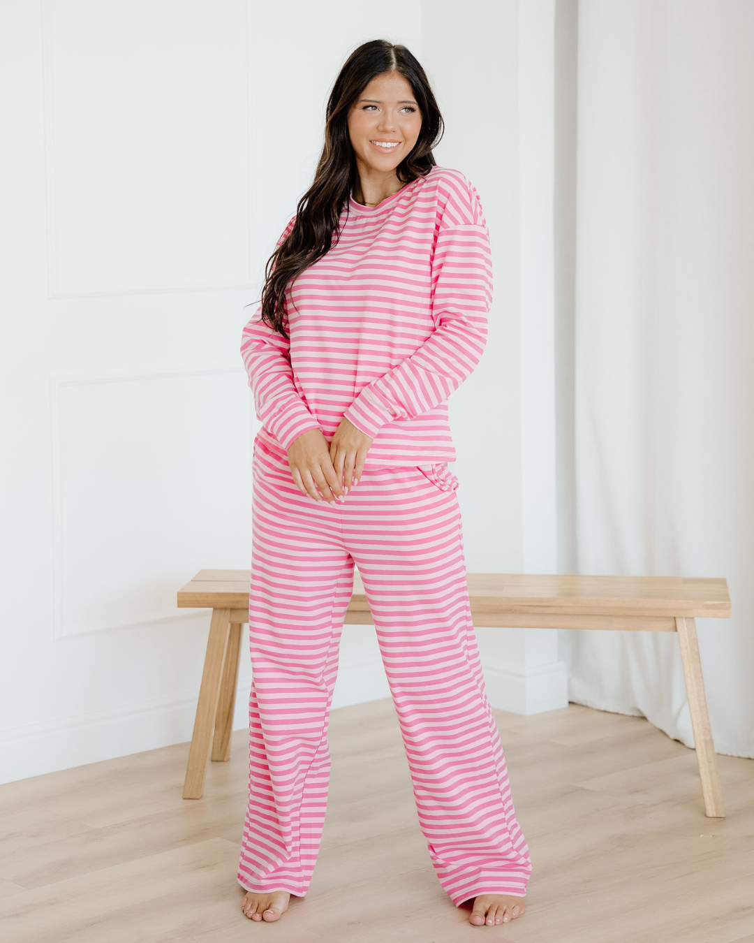 Amayah Striped Button-Front Two-Piece Pant Set