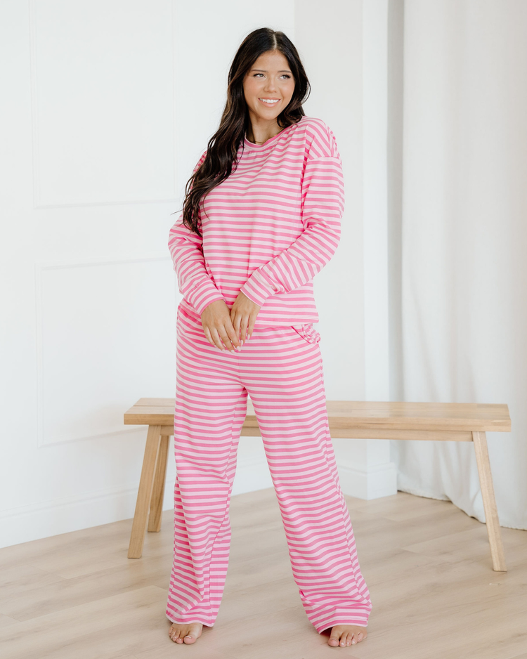 Amayah Striped Button-Front Two-Piece Pant Set