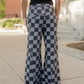 Naomi Checkered Denim Wide Leg Jeans