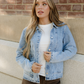 Solana Scallop Trim Collar Mineral Washed Denim Jacket