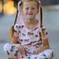 Girls Western Horse Bow Pajamas Set Print