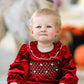 Christmas Velvet Smocked Baby Bubble Romper with Pearl Detail