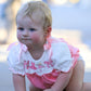 Fall Pink Ballet Embroidery Bow Bubble Romper