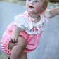 Fall Pink Ballet Embroidery Bow Bubble Romper