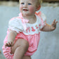 Fall Pink Ballet Embroidery Bow Bubble Romper