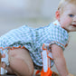 Fall Plaid Baby Girl Romper Pumpkin Bow Peter Pan Collar