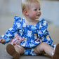 Fall Cat Print Girls Long Sleeve Romper