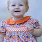 Fall Floral Smocked Petals Collar Girls Bubble Romper