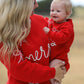 Mom and Me Winter Christmas Red "merry" Pullover Sweater