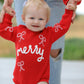 Christmas Candy Cane Merry Knit Baby Romper