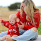 Mom and Me Winter Christmas Red "merry" Pullover Sweater