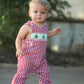 Christmas Smocking Embroidered Christmas Tree Plaid Plaid Baby Boy Romper
