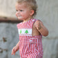 Christmas Smocking Embroidered Christmas Tree Plaid Plaid Baby Boy Romper