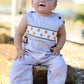 Fall Halloween & Thanksgiving  Pumpkin Smock Embroidered Boys Romper