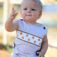 Fall Halloween & Thanksgiving  Pumpkin Smock Embroidered Boys Romper