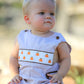 Fall Halloween & Thanksgiving  Pumpkin Smock Embroidered Boys Romper