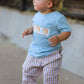 Fall Thanksgiving Plaid Chick Embroidery Smocking Boys Set