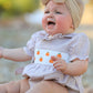 Fall Halloween & Thanksgiving Pumpkin Embroidery Smock Plaid Baby Girl Romper