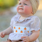 Fall Halloween & Thanksgiving Pumpkin Embroidery Smock Plaid Baby Girl Romper