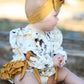 Western Horse Girls Romper Bow Ruffle Long Sleeve