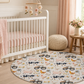 Farm Animal Nursery Rug | Round Baby Girl Farmhouse Area Rug