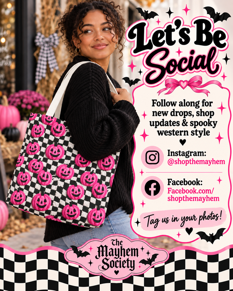Pink Pumpkin Checkered Tote Bag | Spooky Cute Halloween Shopper