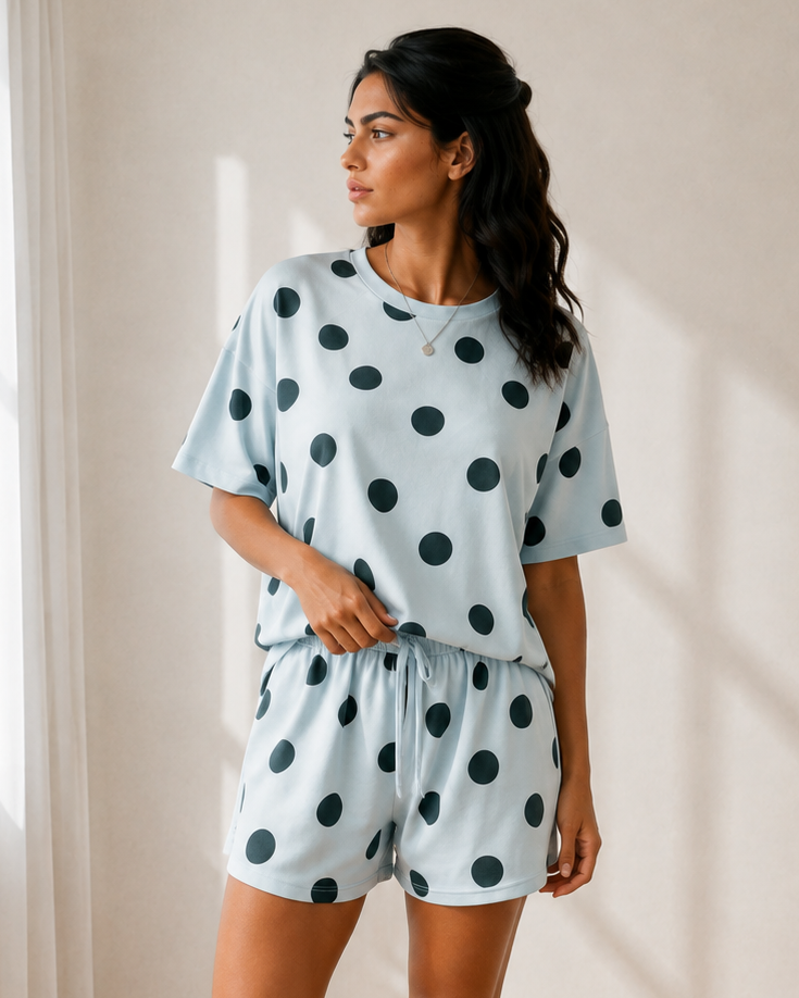 Myla Polka-Dot Drawstring Short Set