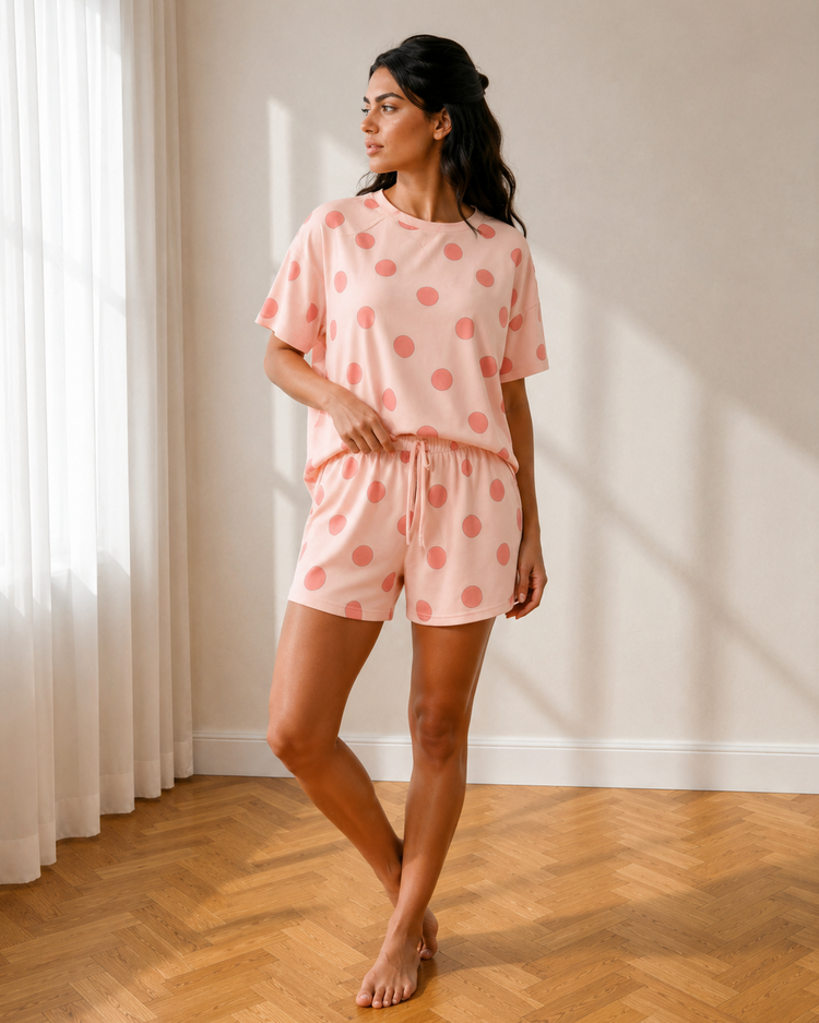 Myla Polka-Dot Drawstring Short Set