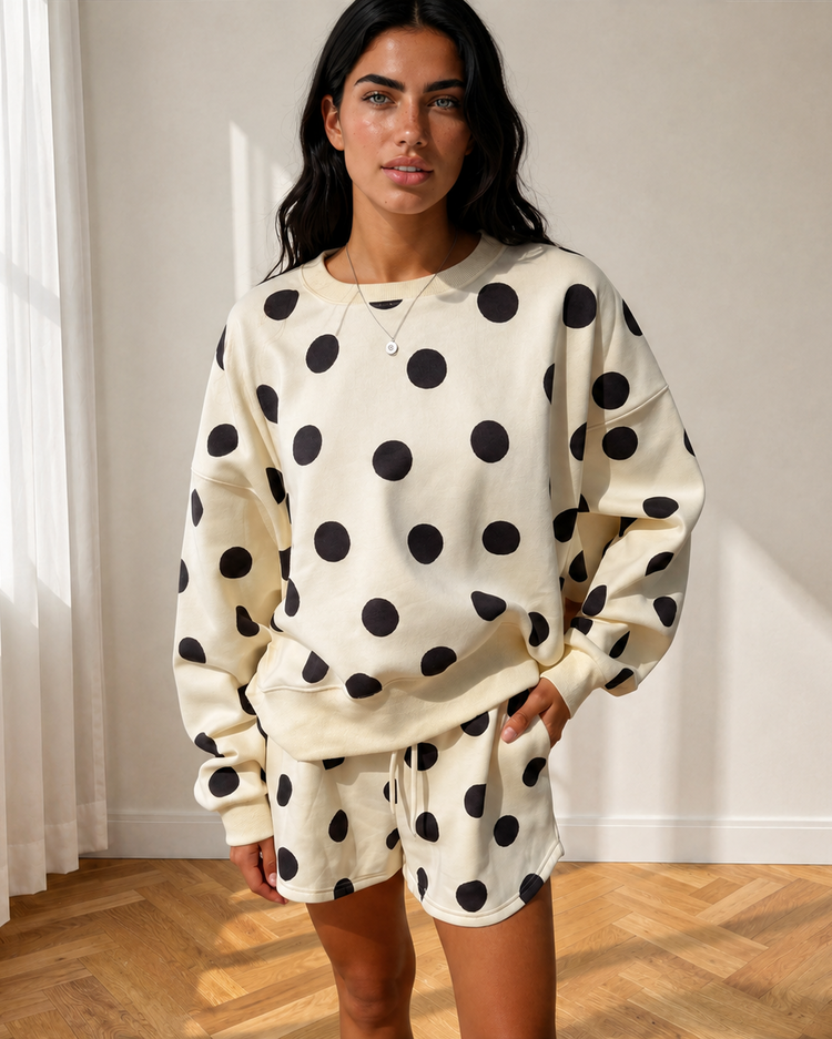 Kaylee Polka-Dot Drawstring Short Set