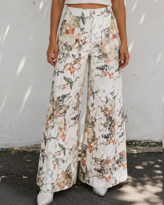 Meadow Floral High-Waist Wide-Leg Jeans