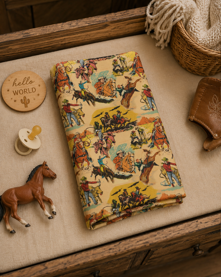 Retro Western Baby Swaddle Blanket | 30" x 40"