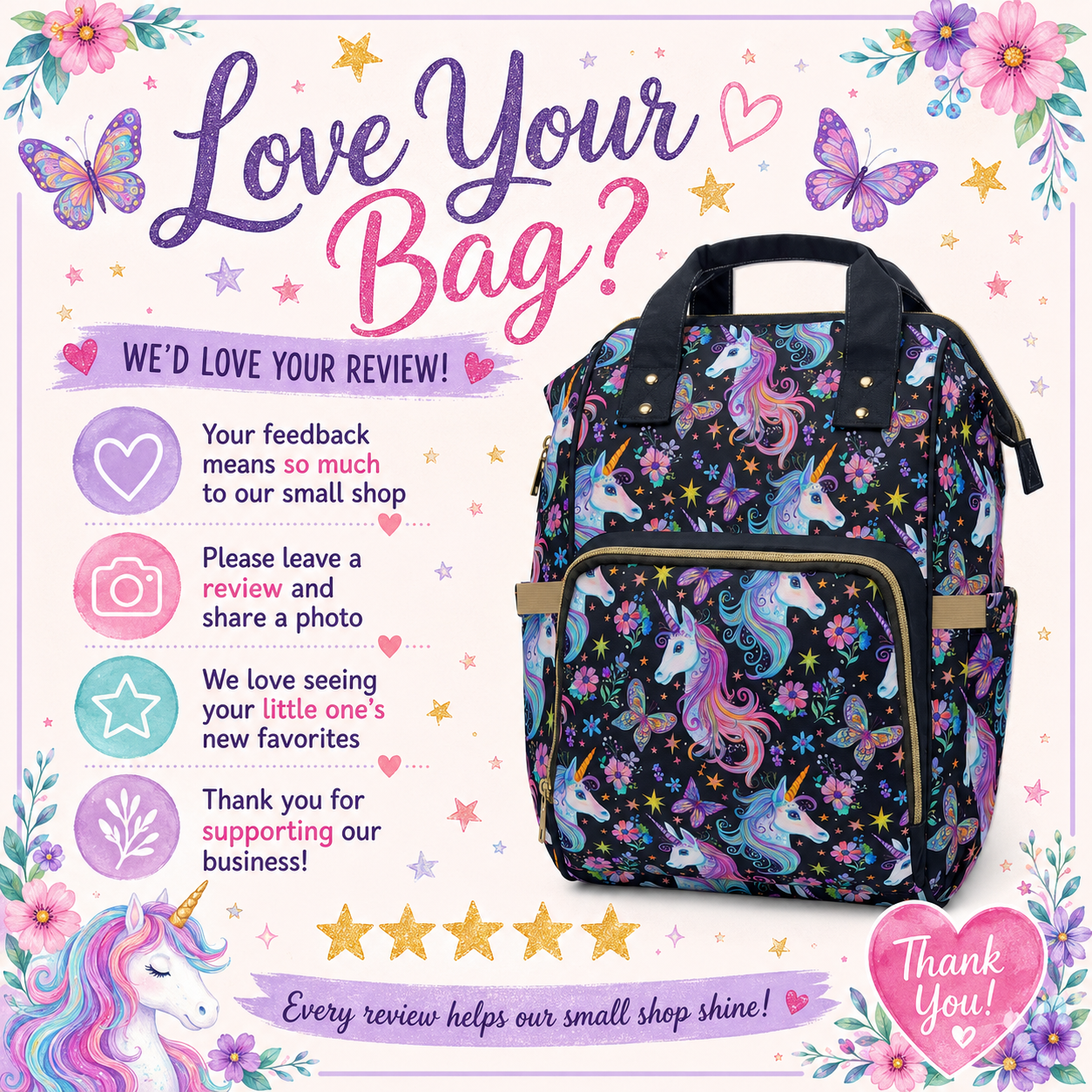 Magical Unicorn Diaper Backpack | Pastel Baby Bag