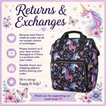 Magical Unicorn Diaper Backpack | Pastel Baby Bag