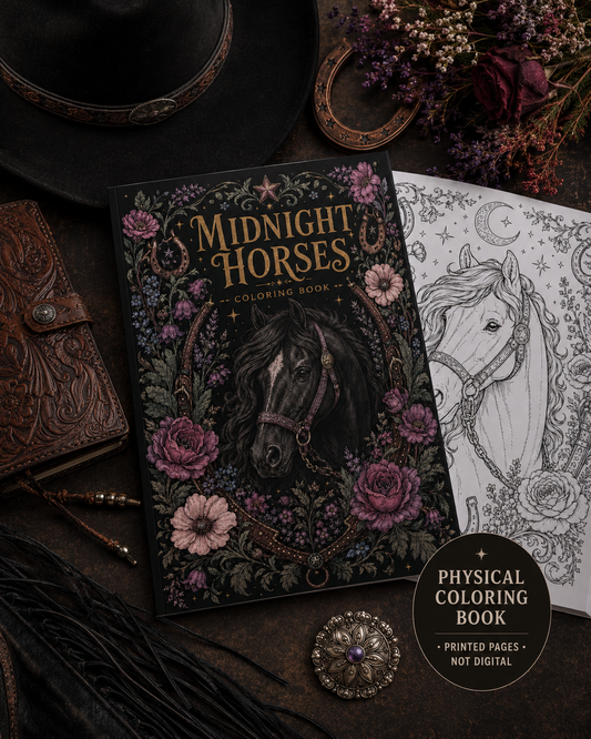 Midnight Horses Western Coloring Book